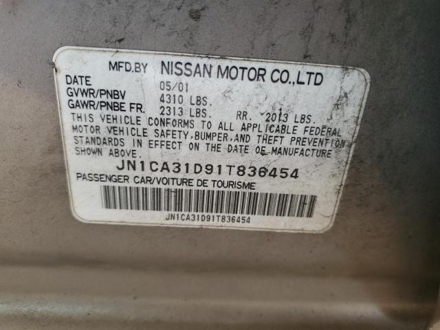 JN1CA31D91T836454 - 2001 NISSAN MAXIMA GXE GOLD photo 12