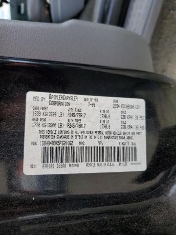 1D8HB48DX5F620162 - 2005 DODGE DURANGO SLT BLACK photo 12