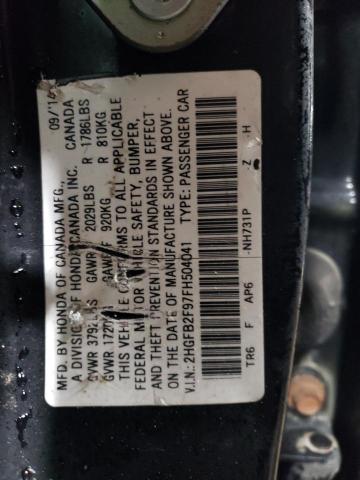 2HGFB2F97FH504041 - 2015 HONDA CIVIC EXL BLACK photo 12