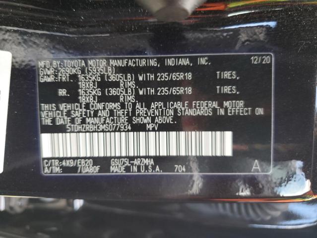 5TDHZRBH3MS077934 - 2021 TOYOTA HIGHLANDER XLE 黑色 照片 14