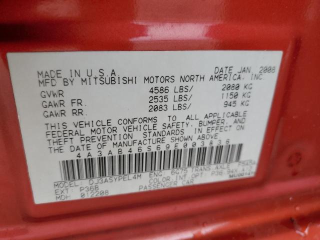 4A3AB46S69E003836 - 2009 MITSUBISHI GALANT SPORT ORANGE photo 13