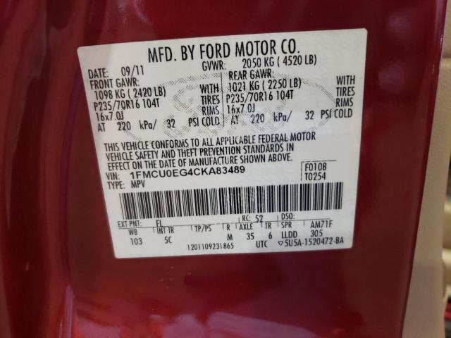 1FMCU0EG4CKA83489 - 2012 FORD ESCAPE LIMITED RED photo 13