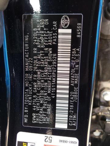 4T1G11AKXPU729526 - 2023 TOYOTA CAMRY SE NIGHT SHADE BLACK photo 12