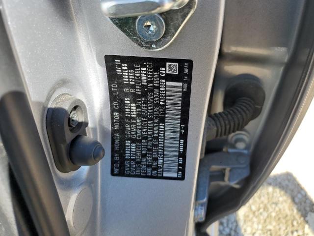 JHMFC1F79JX044100 - 2018 HONDA CIVIC EXL ვერცხლისფერი ფოტო 12