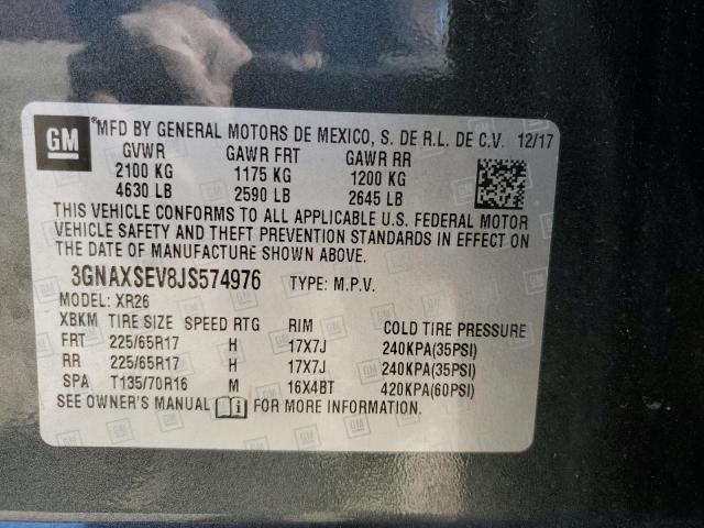 3GNAXSEV8JS574976 - 2018 CHEVROLET EQUINOX LT BLACK photo 13