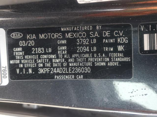 3KPF24AD2LE236030 - 2020 KIA FORTE FE CHARCOAL photo 13