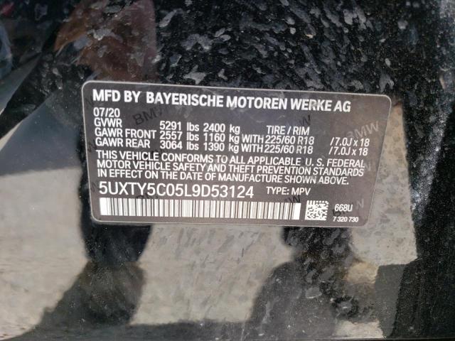 5UXTY5C05L9D53124 - 2020 BMW X3 XDRIVE30I BLACK photo 14