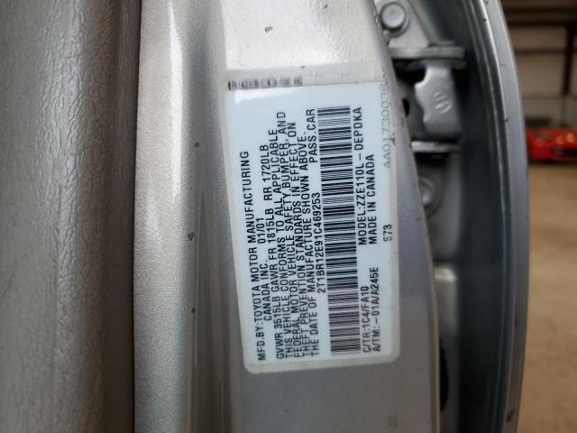 2T1BR12E91C469253 - 2001 TOYOTA COROLLA CE SILVER photo 12