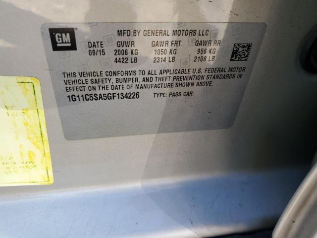 1G11C5SA5GF134226 - 2016 CHEVROLET MALIBU LIM LT 银色 照片 12