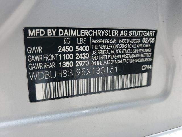 WDBUH83J95X183151 - 2005 MERCEDES-BENZ E 500 4MATIC SILVER photo 13