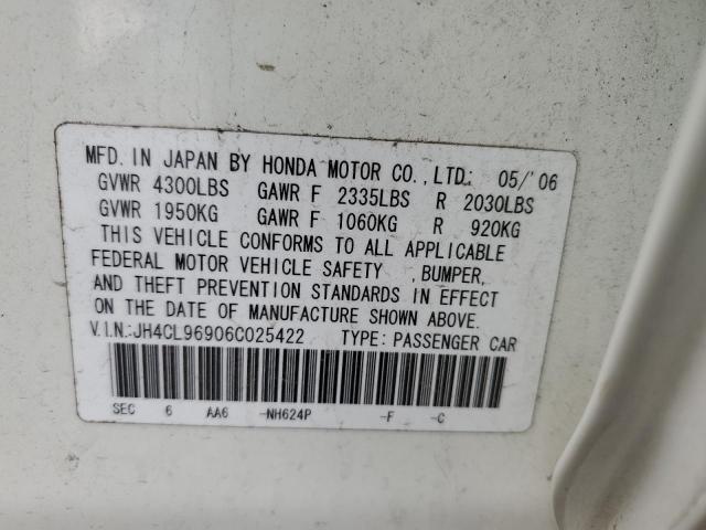 JH4CL96906C025422 - 2006 ACURA TSX WHITE photo 12