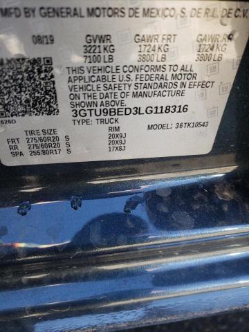 3GTU9BED3LG118316 - 2020 GMC SIERRA K1500 SLE CHARCOAL photo 13