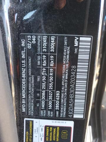 4JGDA5HB3DA203428 - 2013 MERCEDES-BENZ ML 350 4MATIC BLACK photo 13