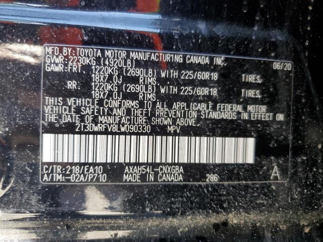 2T3DWRFV8LW090330 - 2020 TOYOTA RAV4 LIMITED BLACK photo 13