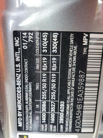 4JGDA5HB1EA359887 - 2014 MERCEDES-BENZ ML 350 4MATIC SILVER photo 13