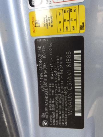 WBAUN1C51AVH81888 - 2010 BMW 128 I SILVER photo 12