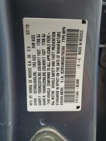 3CZRE48559G706366 - 2009 HONDA CR-V EX BLUE photo 12