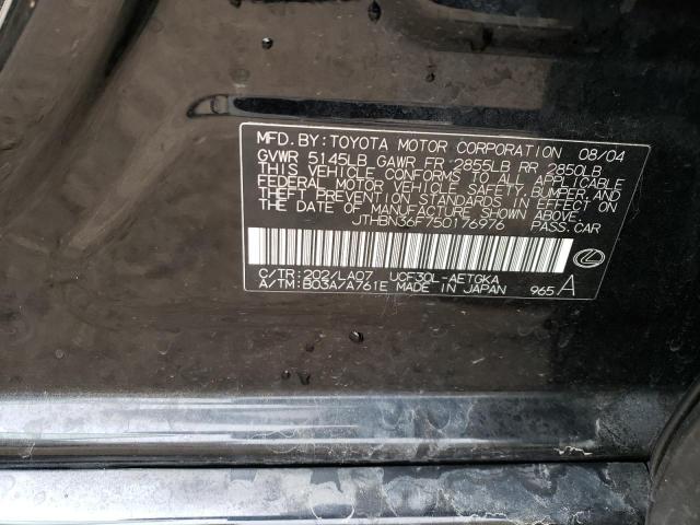 JTHBN36F750176976 - 2005 LEXUS LS 430 BLACK photo 12