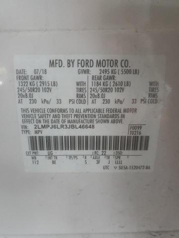 2LMPJ6LR3JBL46648 - 2018 LINCOLN MKX RESERVE أبيض صورة 13