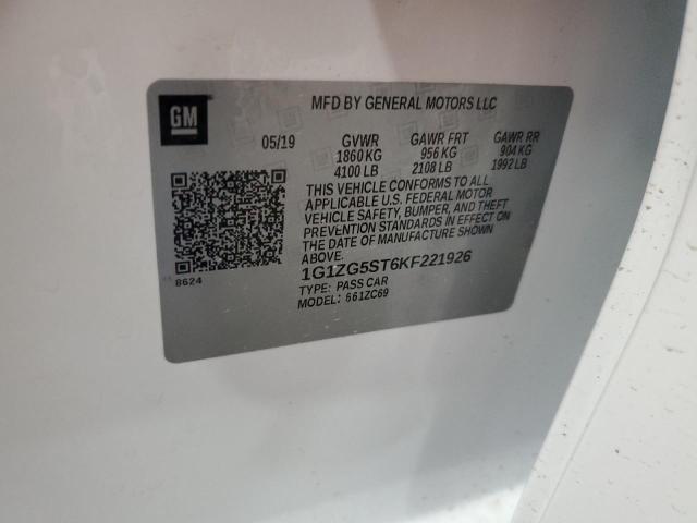 1G1ZG5ST6KF221926 - 2019 CHEVROLET MALIBU RS 白色 照片 12