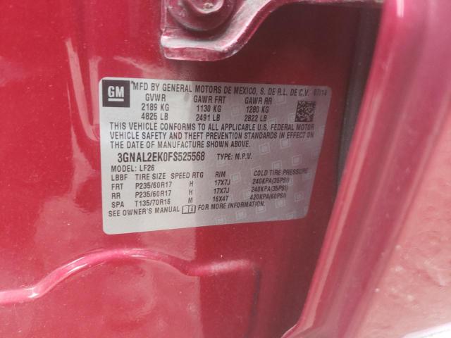 3GNAL2EK0FS525568 - 2015 CHEVROLET CAPTIVA LS 勃艮第红 照片 13