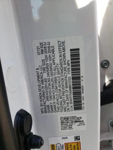 5FNYF7H54MB012153 - 2021 HONDA PASSPORT EXL WHITE photo 12