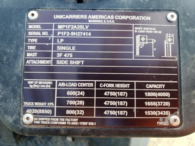 P1F29H27414 - 2021 UNI FORKLIFT GRAY photo 10