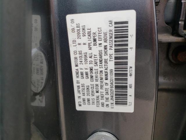 JH4CU2F60AC011099 - 2010 ACURA TSX GRAY photo 12