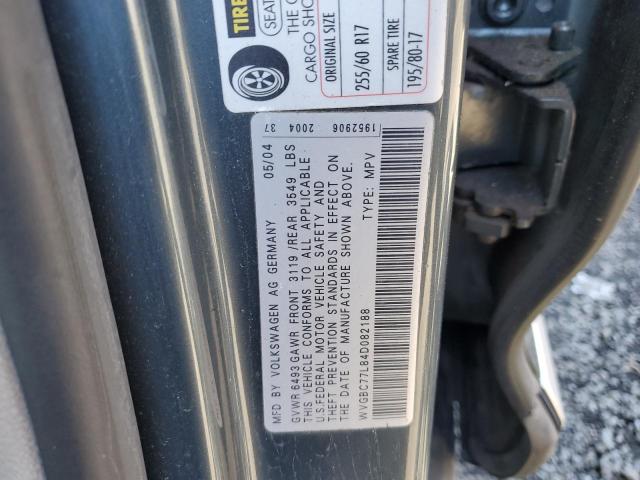 WVGBC77L84D082188 - 2004 VOLKSWAGEN TOUAREG 3.2 GRAY photo 12