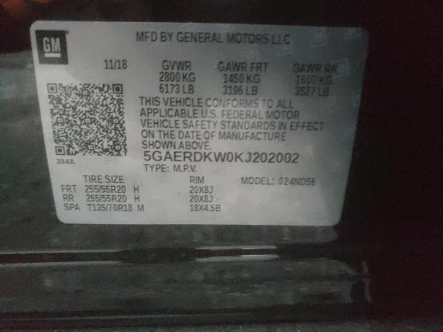 5GAERDKW0KJ202002 - 2019 BUICK ENCLAVE AVENIR BLACK photo 13