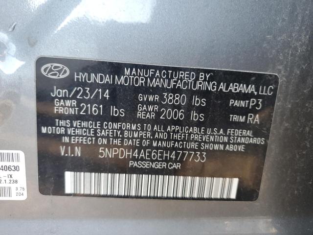 5NPDH4AE6EH477733 - 2014 HYUNDAI ELANTRA SE GRAY photo 12