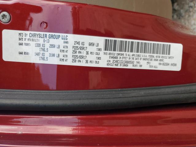 2C4RC1CG1DR809502 - 2013 CHRYSLER TOWN & COU TOURING L RED photo 13