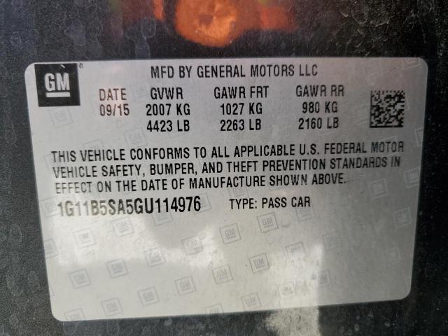 1G11B5SA5GU114976 - 2016 CHEVROLET MALIBU LIM LS 灰色 照片 13