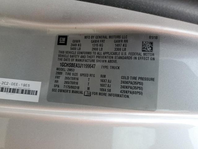 1GCHSBEA3J1199647 - 2018 CHEVROLET COLORADO 银色 照片 12