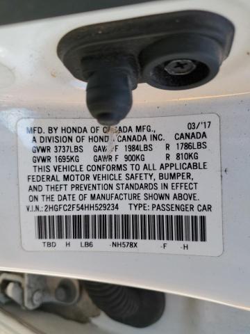 2HGFC2F54HH529234 - 2017 HONDA CIVIC LX WHITE photo 12