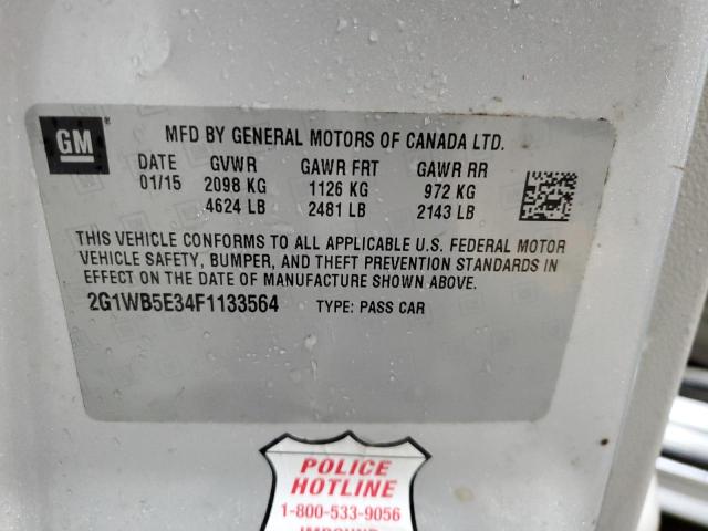 2G1WB5E34F1133564 - 2015 CHEVROLET IMPALA LIM LT SILVER photo 12