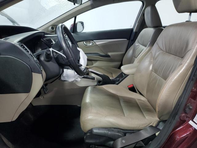 19XFB2F98DE008026 - 2013 HONDA CIVIC EXL მუქწითელი ფოტო 7