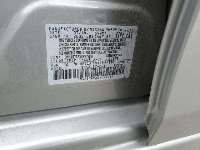 3N1AB7APXEY275054 - 2014 NISSAN SENTRA S GRAY photo 12