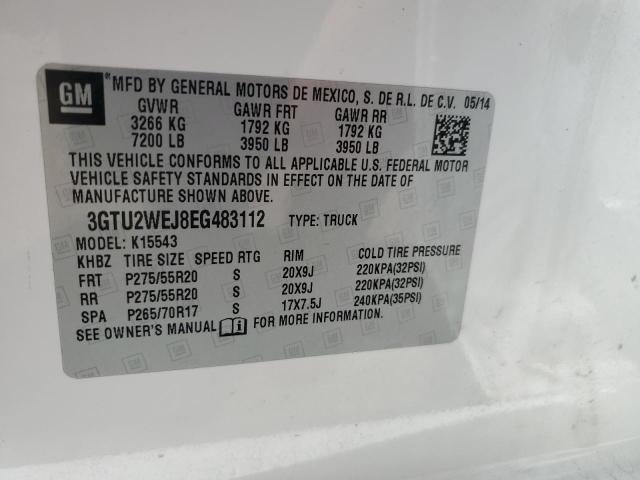 3GTU2WEJ8EG483112 - 2014 GMC SIERRA K1500 DENALI WHITE photo 12