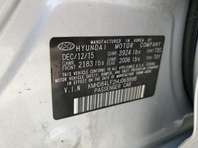 KMHD84LF2HU069998 - 2017 HYUNDAI ELANTRA SE SILVER photo 12