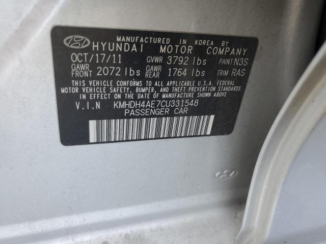 KMHDH4AE7CU331548 - 2012 HYUNDAI ELANTRA GLS SILVER photo 12