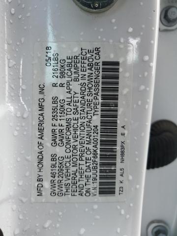 19UUB2F66KA001204 - 2019 ACURA TLX TECHNOLOGY WHITE photo 12