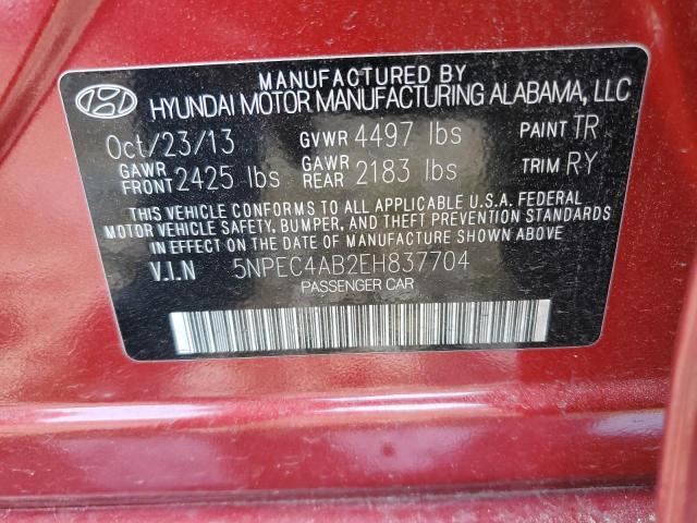 5NPEC4AB2EH837704 - 2014 HYUNDAI SONATA SE RED photo 13