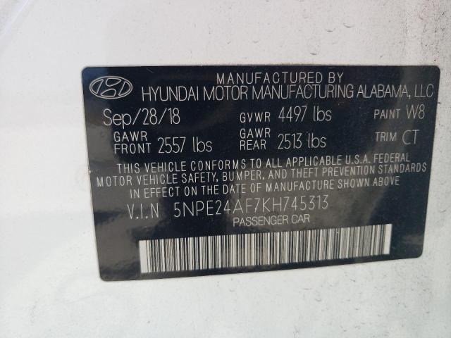 5NPE24AF7KH745313 - 2019 HYUNDAI SONATA SE WHITE photo 12