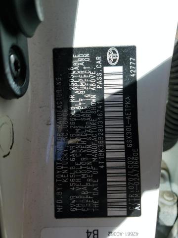 4T1BK36B28U316741 - 2008 TOYOTA AVALON XL WHITE photo 12