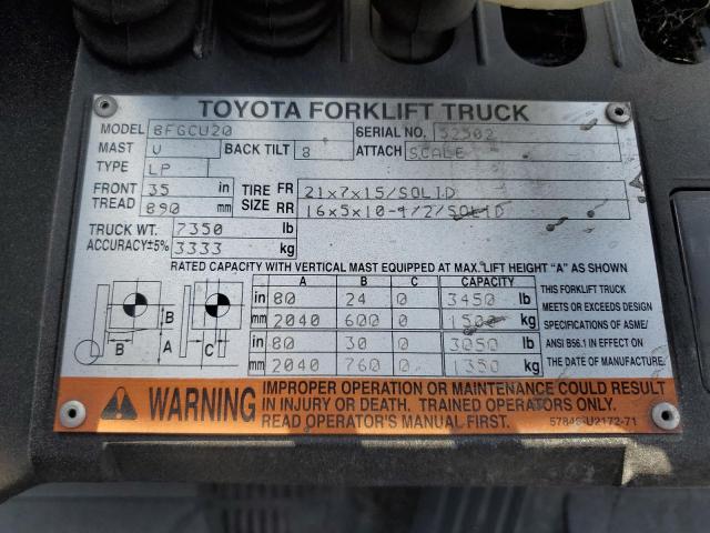 52502 - 2014 TOYOTA FORKLIFT ORANGE photo 10