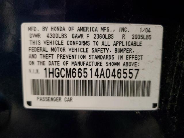 1HGCM66514A046557 - 2004 HONDA ACCORD EX Синій фото 13