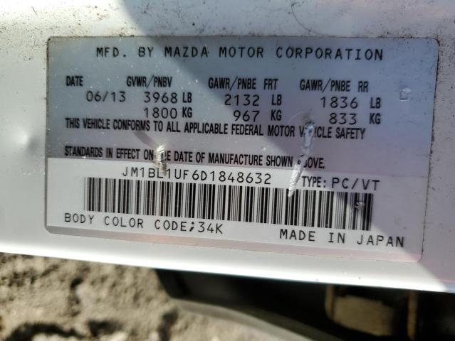 JM1BL1UF6D1848632 - 2013 MAZDA 3 I WHITE photo 12