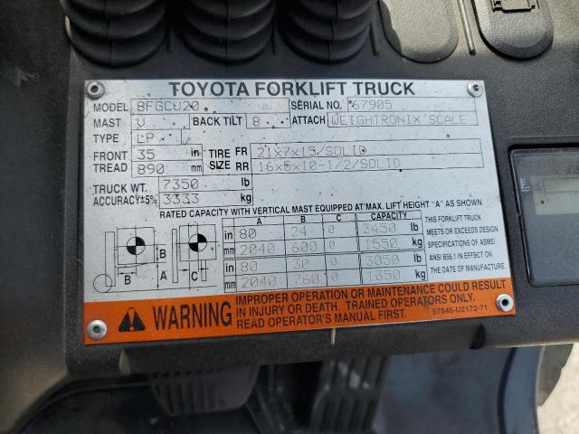 67905 - 2015 TOYOTA FORKLIFT ORANGE photo 10