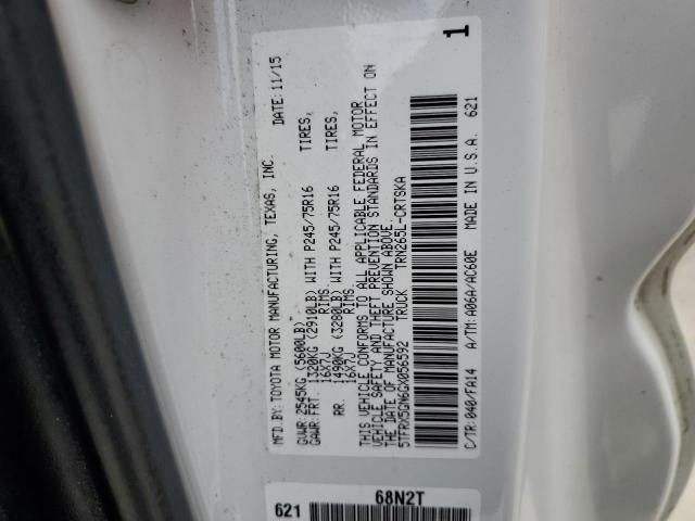 5TFRX5GN6GX056592 - 2016 TOYOTA TACOMA ACCESS CAB თეთრი ფოტო 13